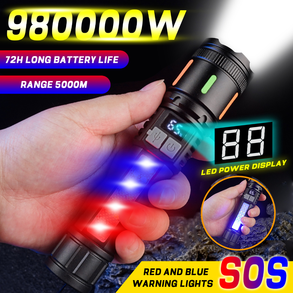 Super Bright Zoom LED Flashlight Rechargeable Waterproof Outdoor Heavy ...