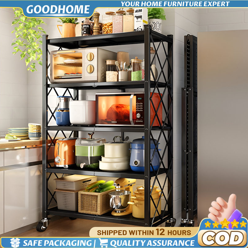 【Foldable】Kitchen Rack Organizer Foldable Rack 3/4/5 Layer Metal Rack ...