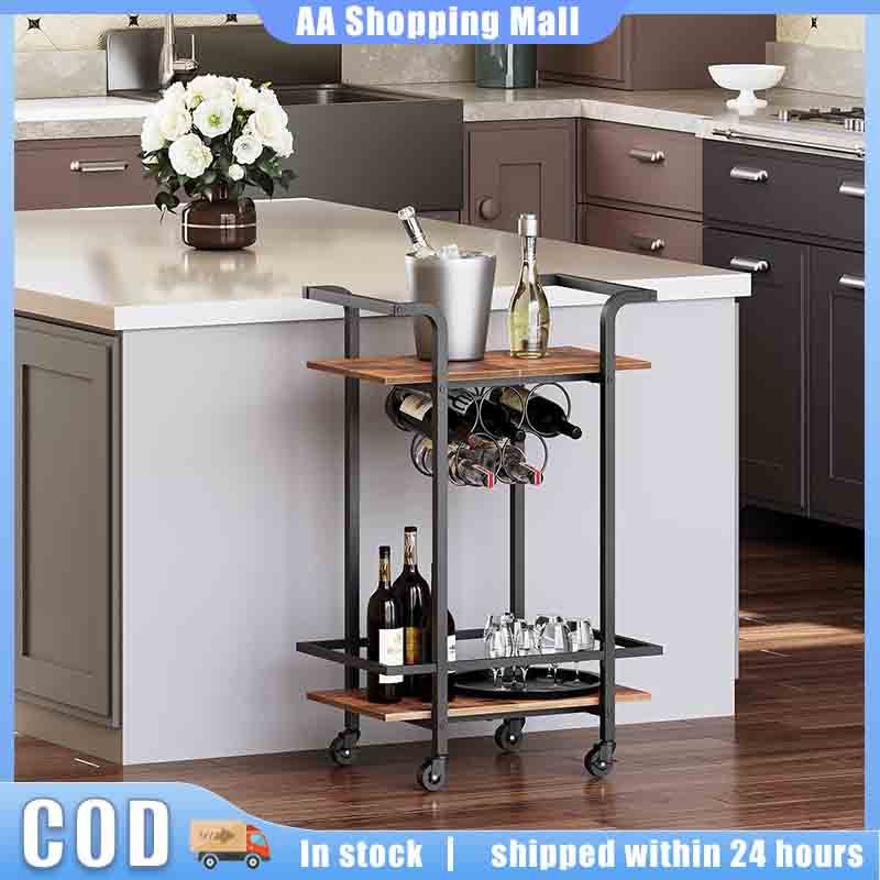 Wine Rack Trolley Multi-Layer Mobile Trolley with Wheels Wine Glass ...