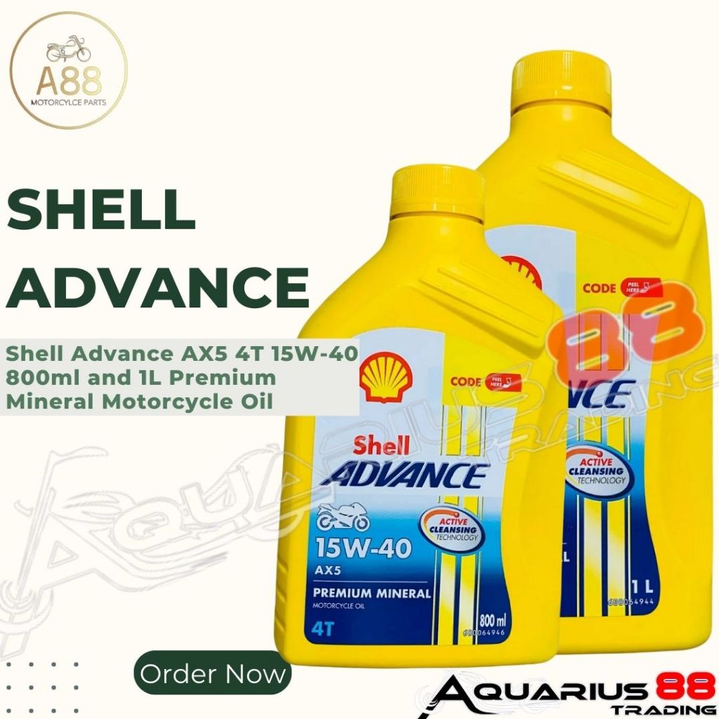 Shell Advance AX5 4T 15W-40 800ml / 1L Premium Mineral Motorcycle Oil ...