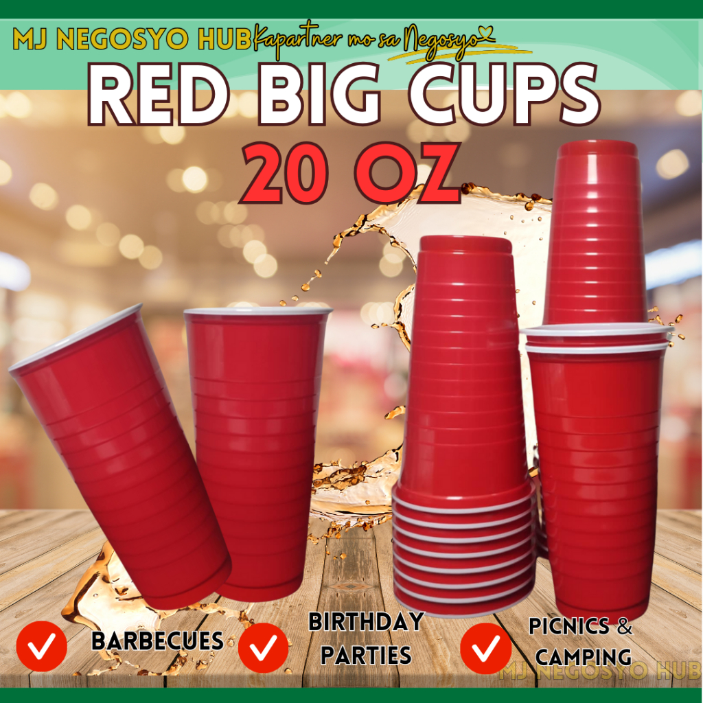 Red Big Cups 20oz Party Cups New Design 10pcs and 20pcsSHP2 | Shopee ...