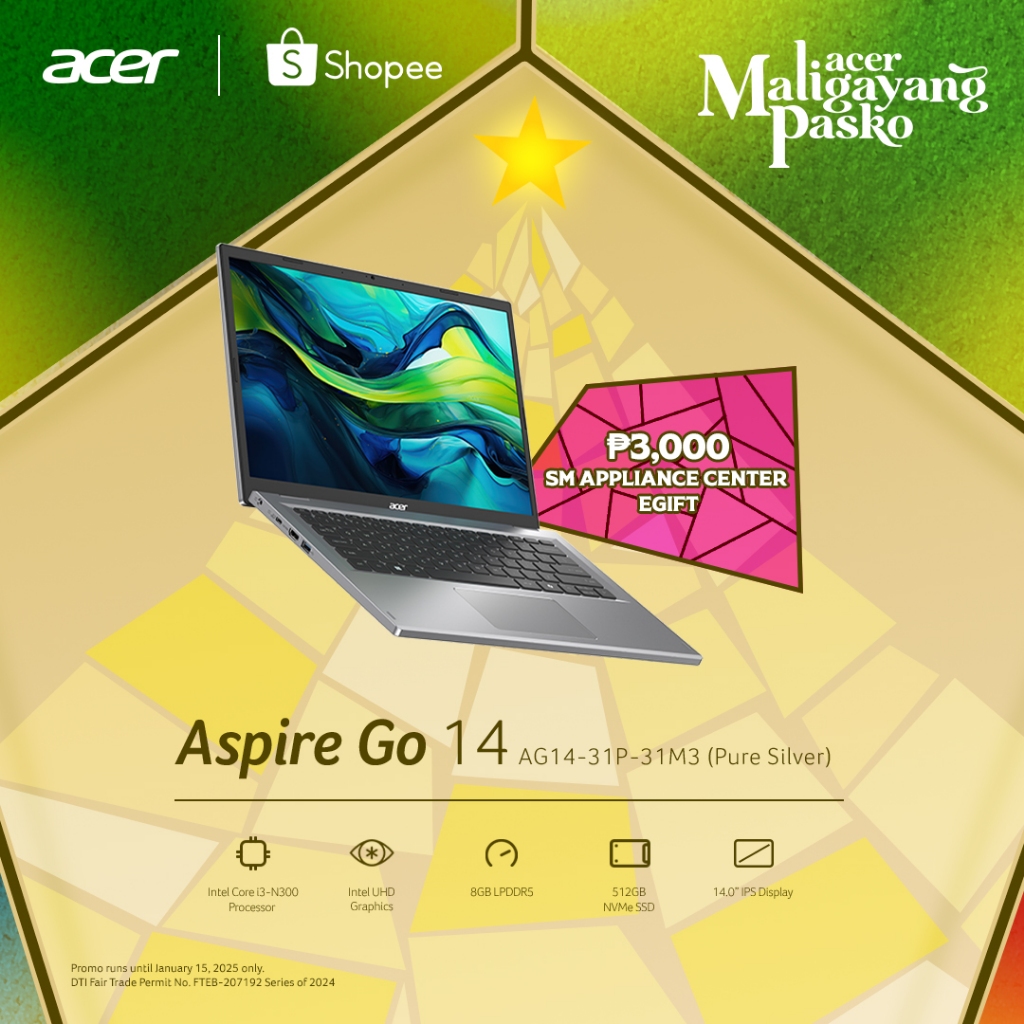 Acer Laptop AG14-31P-31M3 Intel Core i3-N300 8GB 512 GB NVMe SSD 14 ...