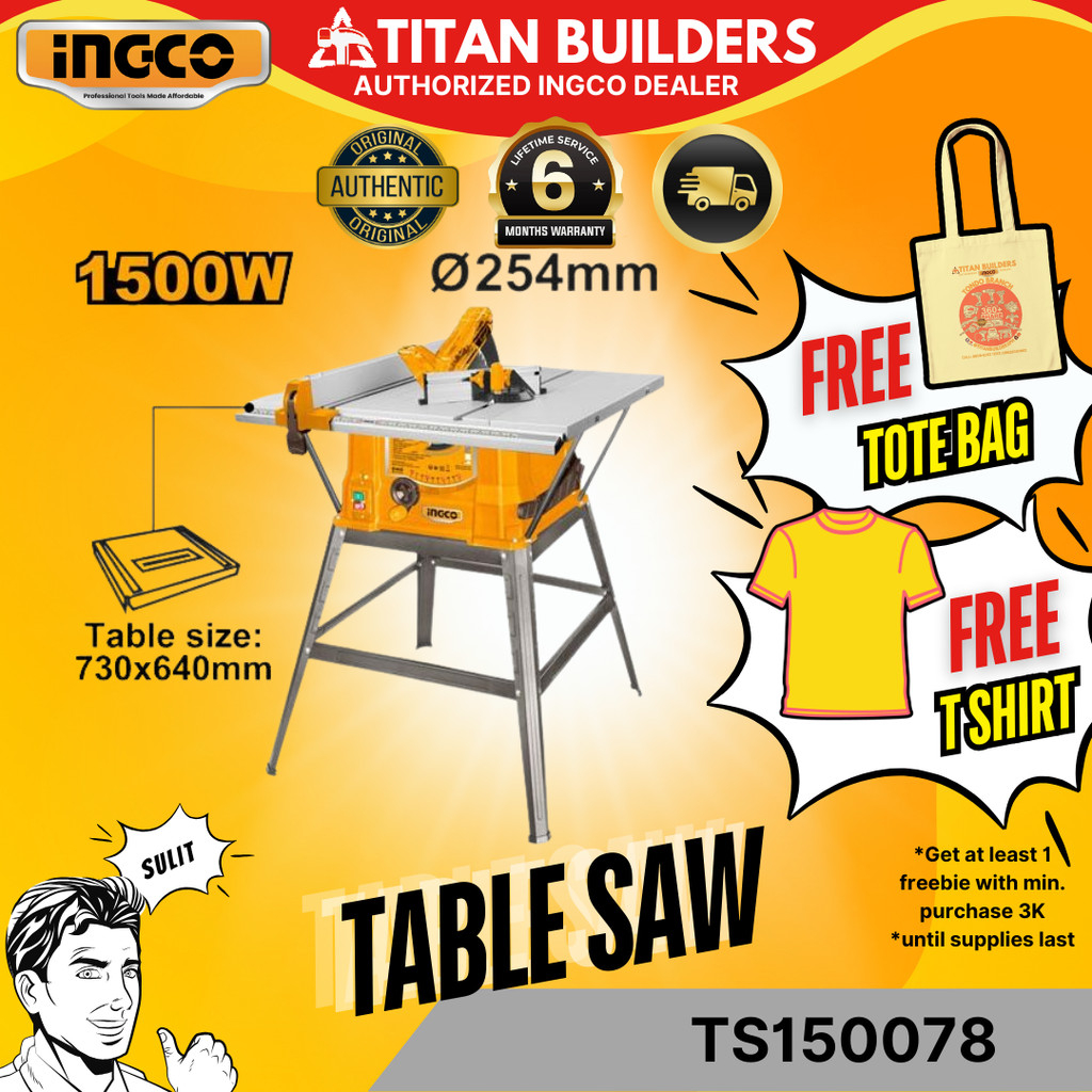 Ingo by Titan Table Saw 1500W 254mm Blade 85mm Max Cutting Tilting ...
