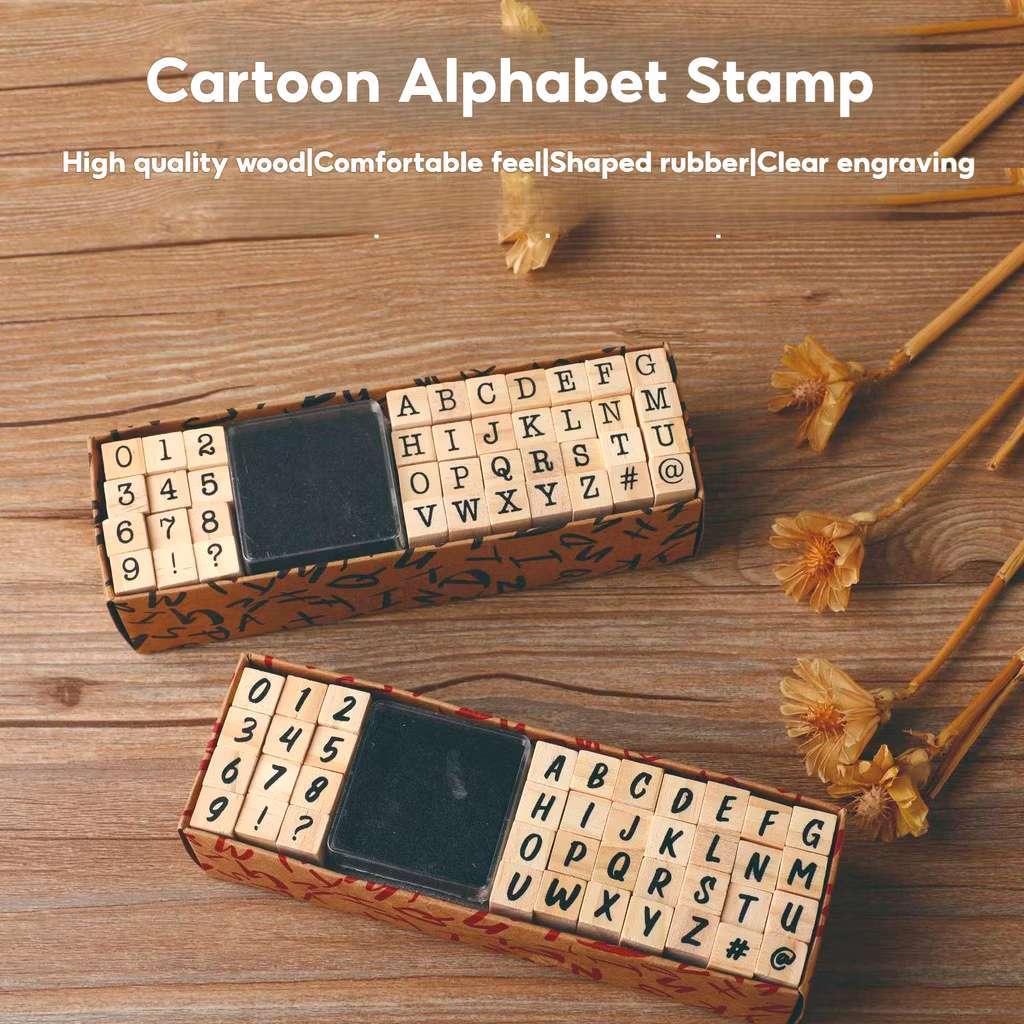 Wooden Stamp with Ink Pad 40 pcs basic hand account set typewriter ...