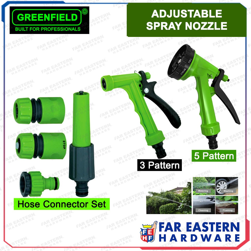GREENFIELD Garden Hose Connector Set | Adjustable Spray Nozzle | Shopee ...