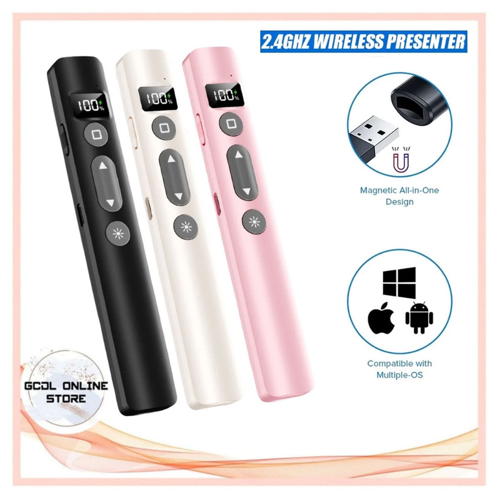 2.4G Rechargeable Wireless PowerPoint Presenter Clicker With Laser ...