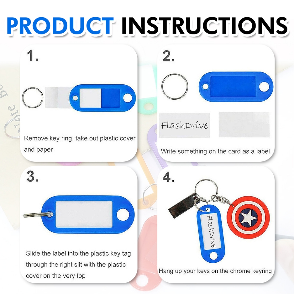 50pcs Plastic PP Key Tags/label with Split Ring | Shopee Philippines