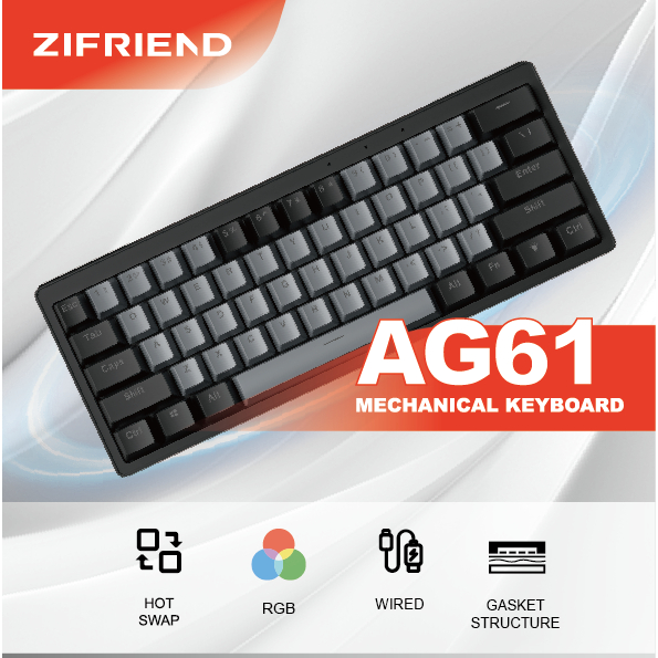 Zifriend AG61 Customized Keyboard Hot-swap Rainbow Light GASKET ...