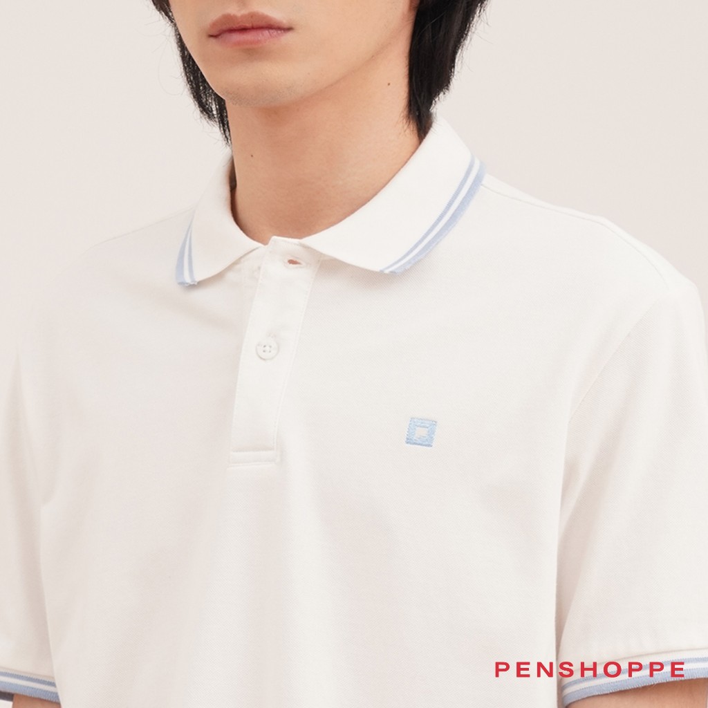 Penshoppe Relaxed Fit Polo with Tipping (Dark Green/Evening Sand