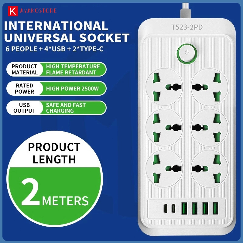 Expansion Outlet with 4USB Ports and 2Type-C Power socket 10A Power ...