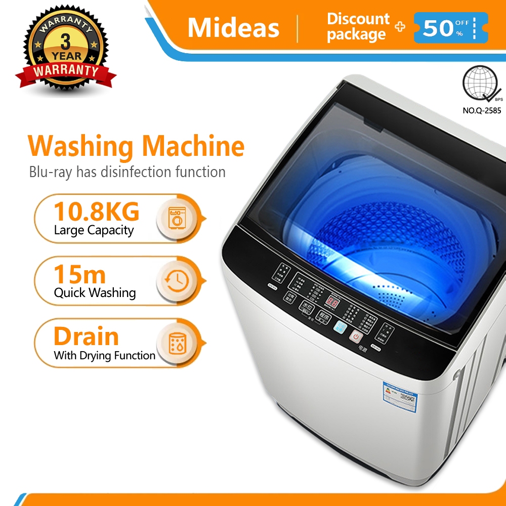 MIDEAS 10.8KG Automatic washing machine with dryer large capacity ...