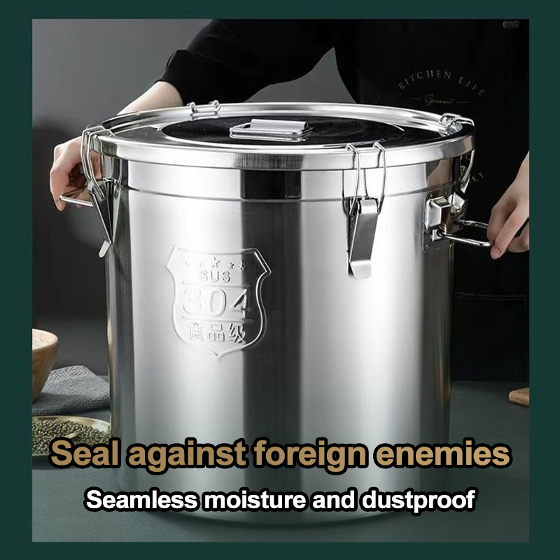 Household insect-proof rice bucket 304 stainless steel storage Soup ...