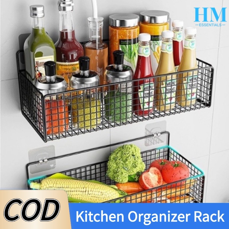 Wall Mounted Kitchen Hanging Rack Spice Storage Holder Kitchen ...