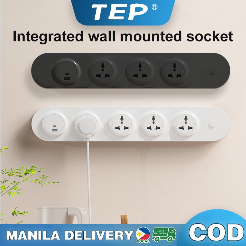 TEP Wall Mounted Socket Household Punch-Free Plug-In Board Socket ...