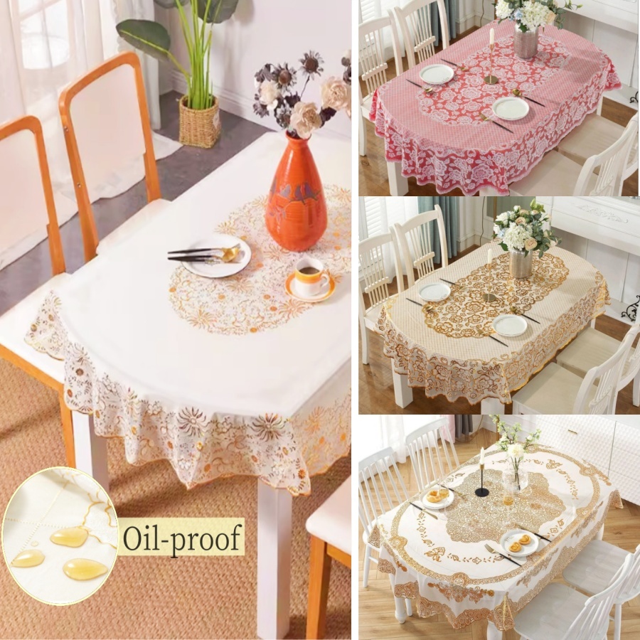 Oval/Rectangular 2/4/6/8/10 Seater Table Cloth Waterproof & Oil ...
