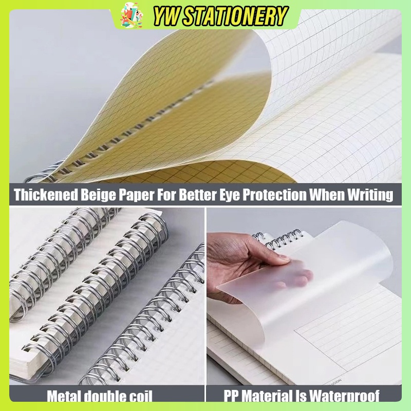 Vertical Spring Notebook 80Sheets A5/B5/A4 Notepad Transparent PP Cover ...