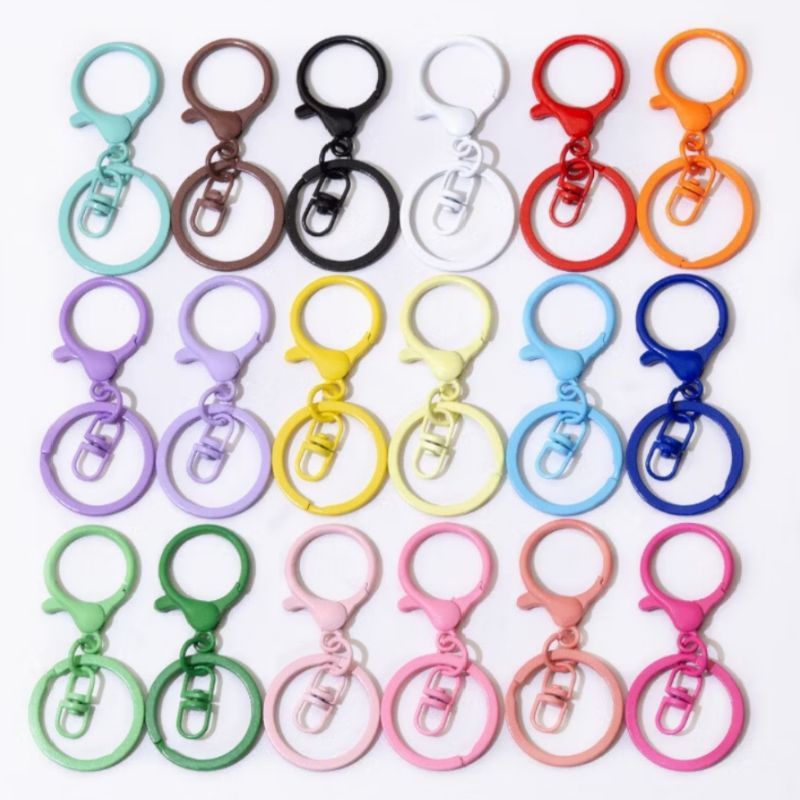 Candy Color Flat Keyring With Lobster Clasp Hook DIY Keychains • 30mm ...