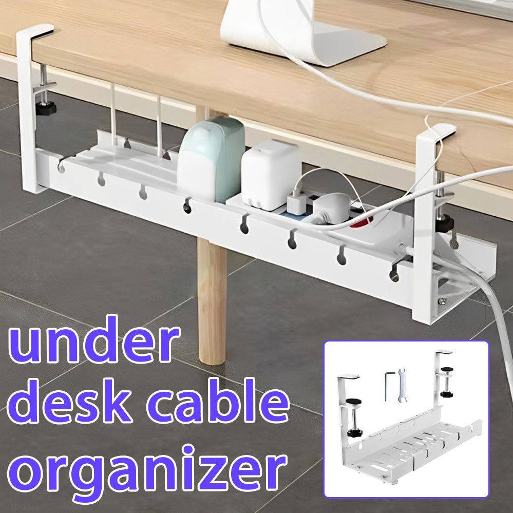 Under Table Scalable Storage Rack Cable Management Tray Desk Socket ...