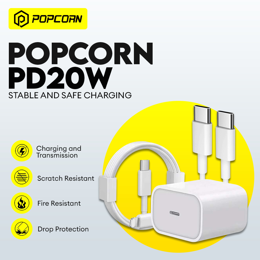 Popcorn 20W Fast Charger USB-C Quick Charger PD Cable Fast Charger ...