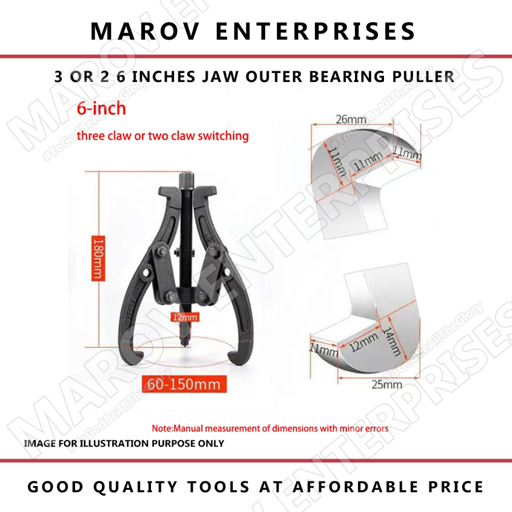 3 Jaw Bearing Puller Tool, Can be Convert 2 Jaw, 6 inches Size ...