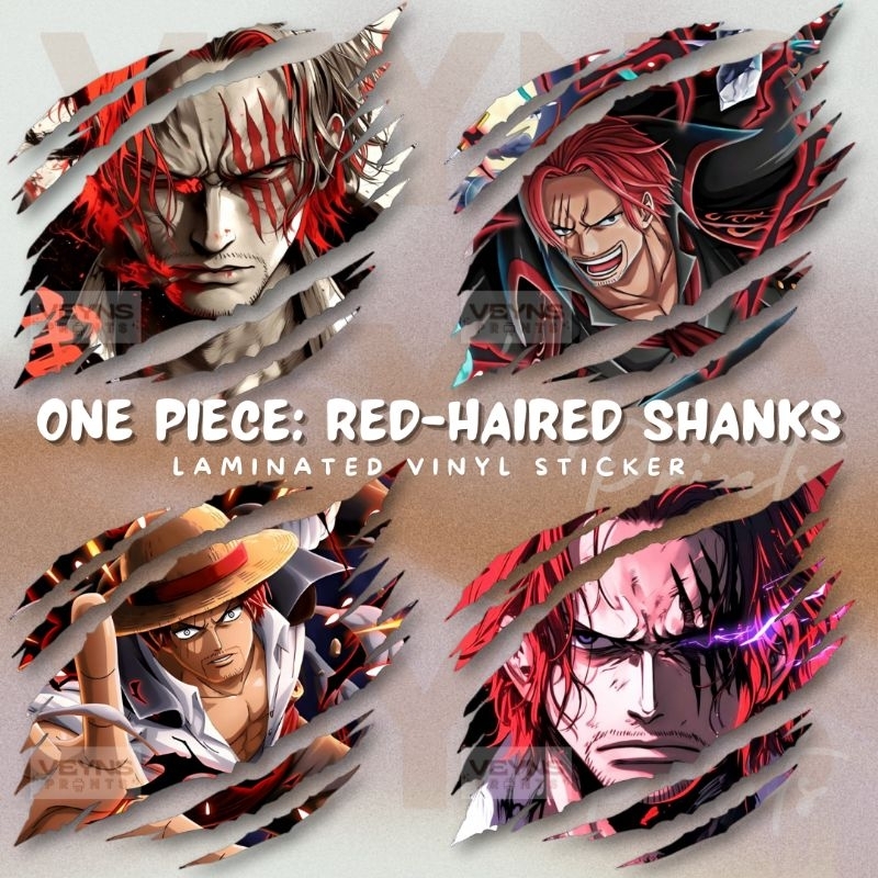 ONE PIECE RED HAIRED SHANKS SCRATCH LAMINATED VINYL STICKER ...