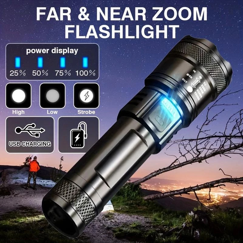 KOVEX Super Bright Zoom LED Flashlight Rechargeabl Waterproof Outdoor ...