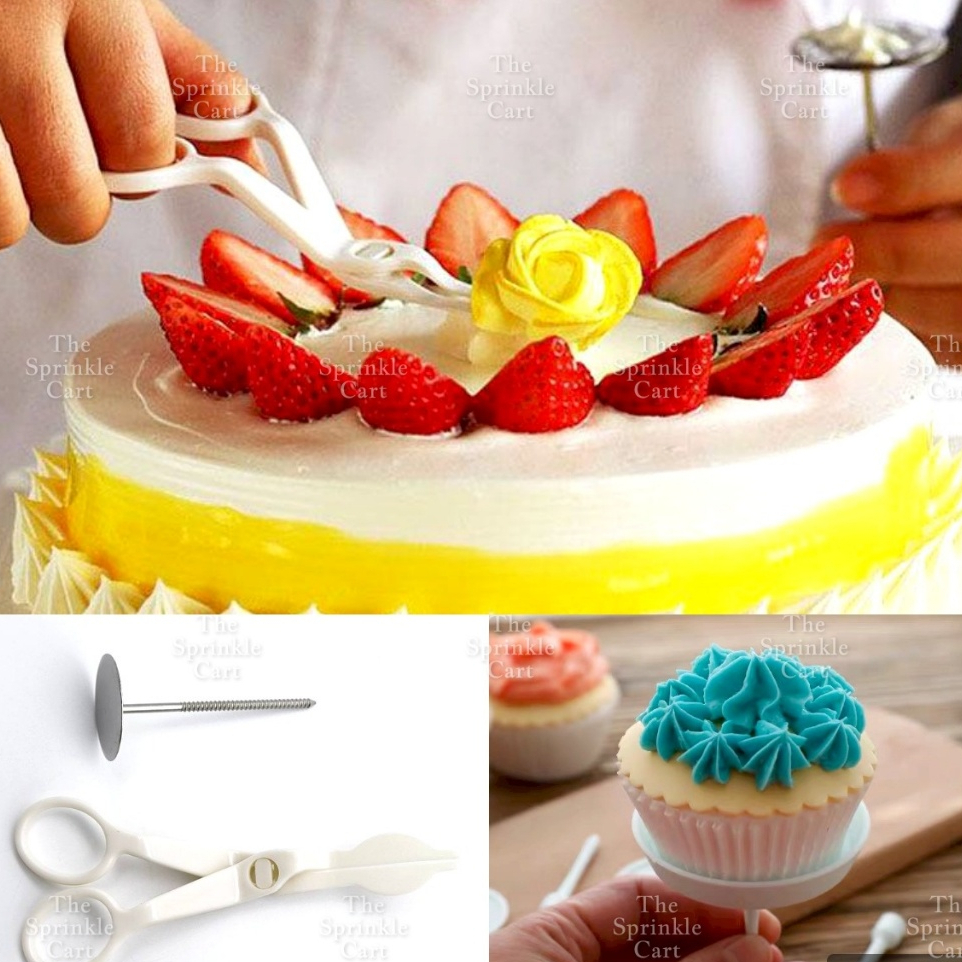 Flower Nail and Scissors Set for Baking Piping Buttercream Icing ...