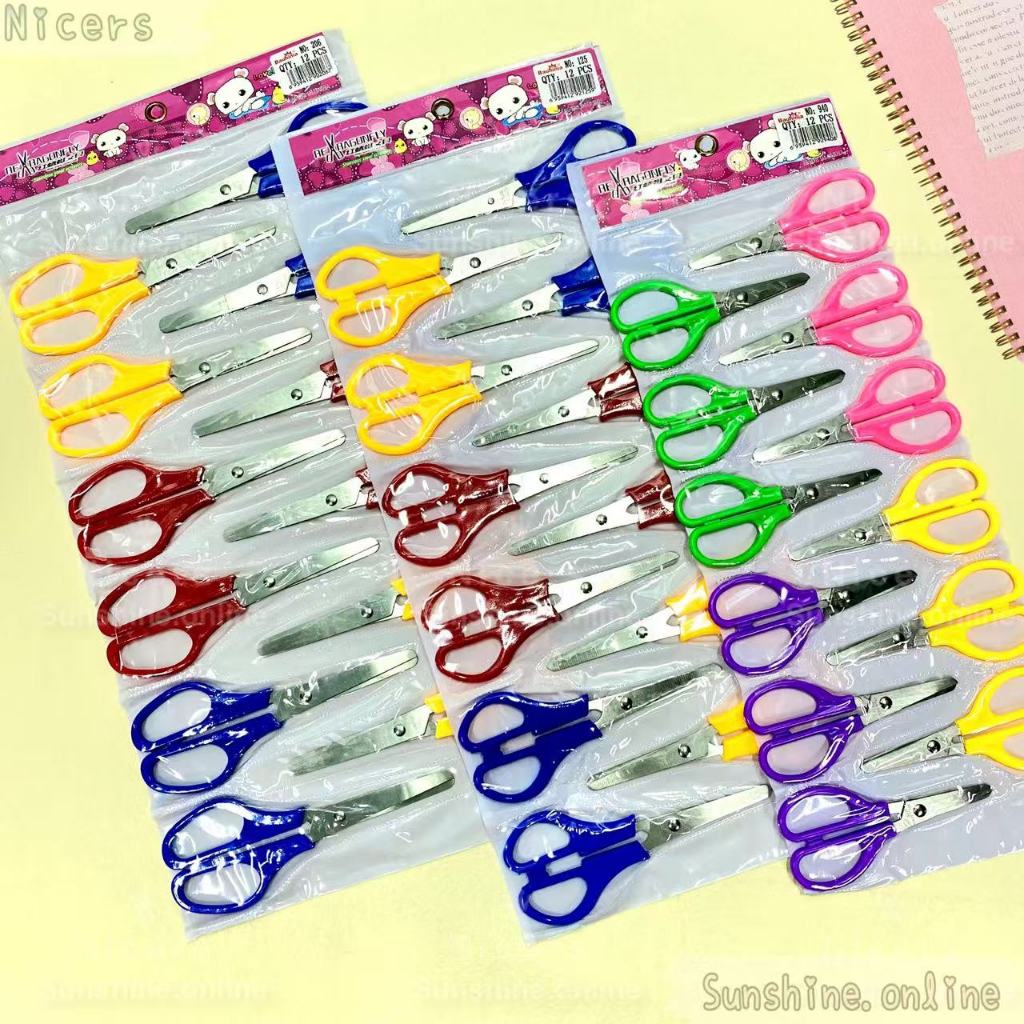 12pcs/set Scissors Gunting Stainless Steel Scissors School Office ...