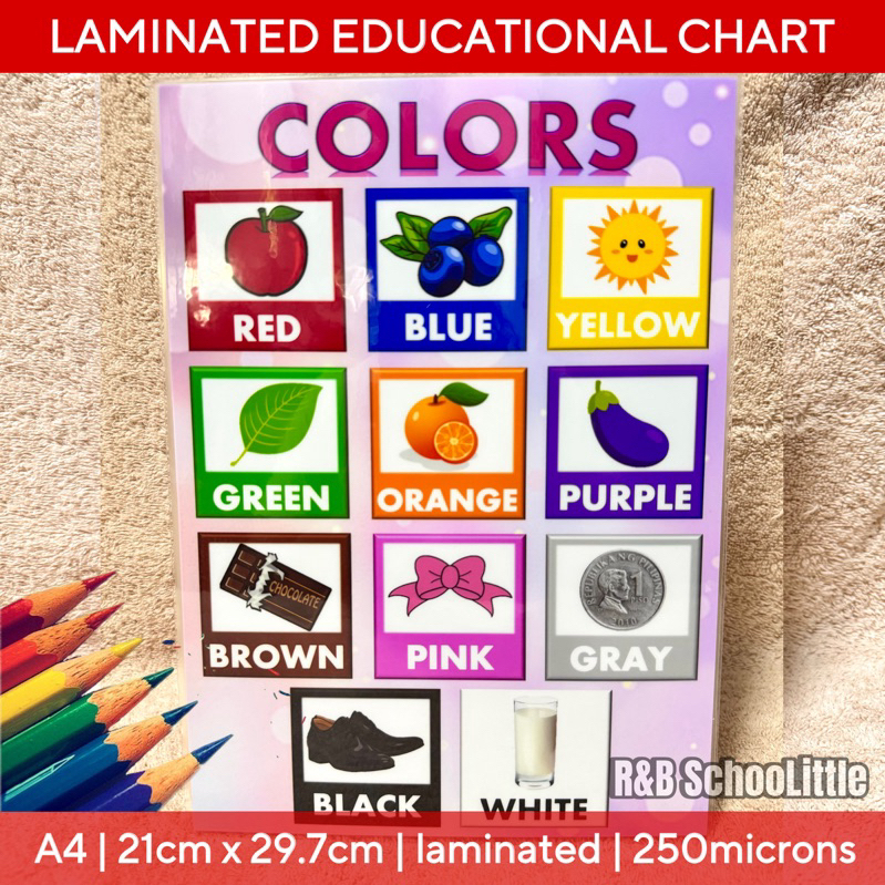 Colors - A4 Laminated Educational Chart | 250microns | Shopee Philippines