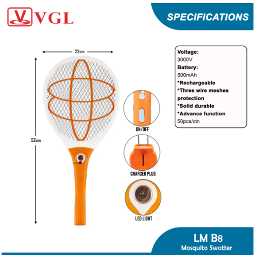 VGL RECHARGEABLE ELECTRIC MOSQUITO KILLER SWATTER RACKET ( LM B8 ...