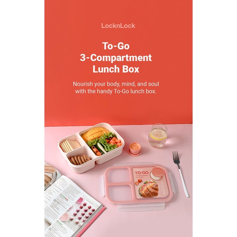 LocknLock To-Go Lunch Box Bento Box (Pink/980ml) | Shopee Philippines