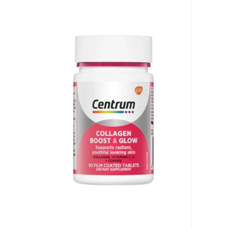 Centrum Collagen Boost & Glow Vitamin C, E + Copper 50 tablets | Shopee ...