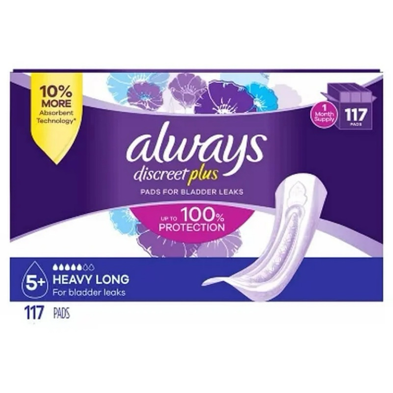 Always Discreet Plus Incontinence Pads, Heavy Long | 117 Ct | Shopee ...