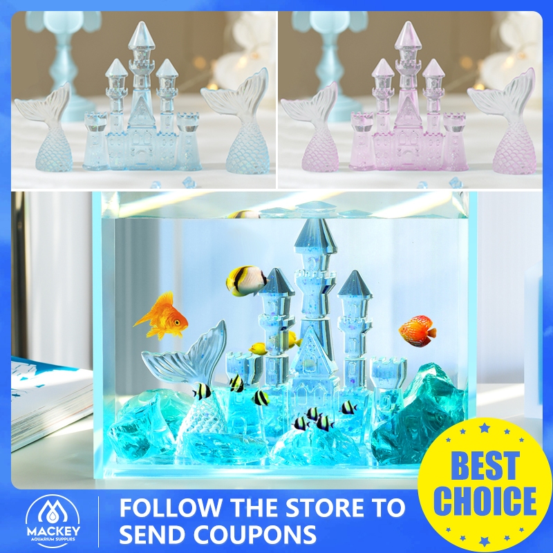 Aquarium home decor crystal castle mermaid ornament aquarium ...