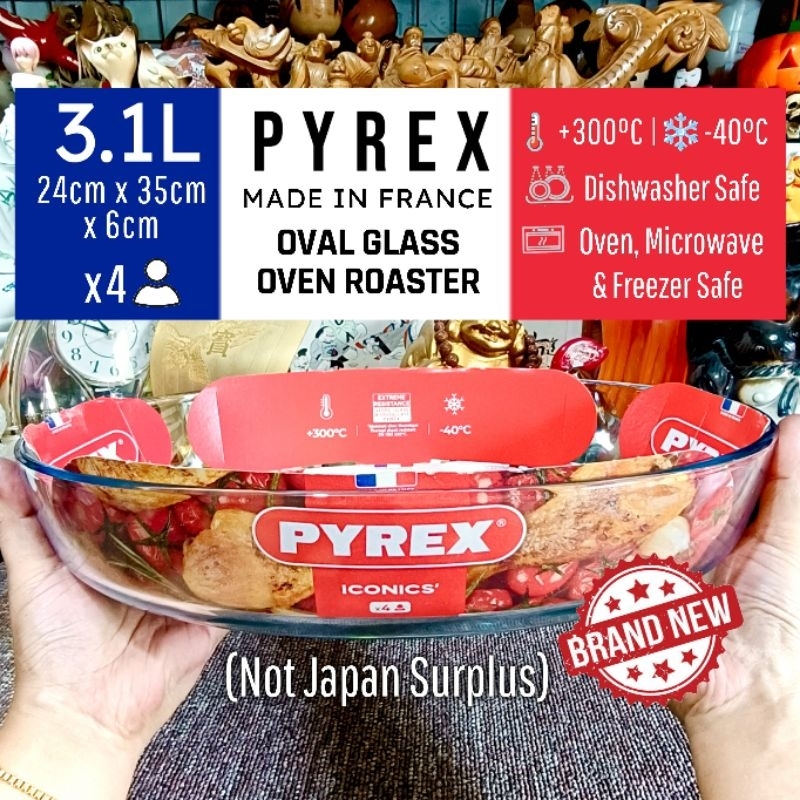 3.1L PYREX FRANCE ICONICS OVAL GLASS OVEN ROASTER (BRANDNEW) | Shopee ...