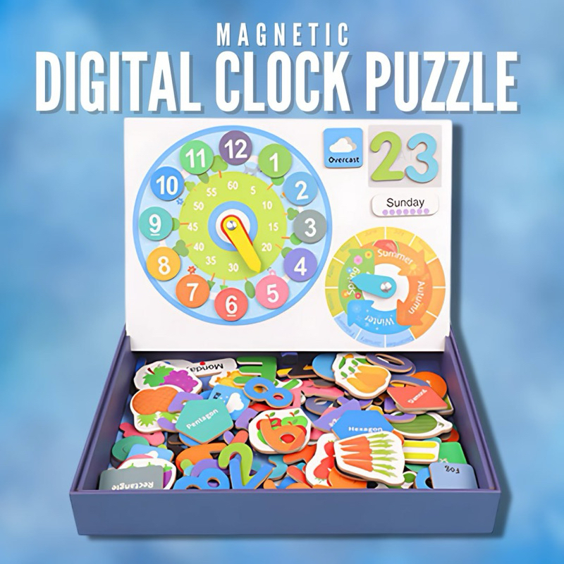 Magnetic Digital Clock Puzzle Clock Weather Numbers Math Educational ...