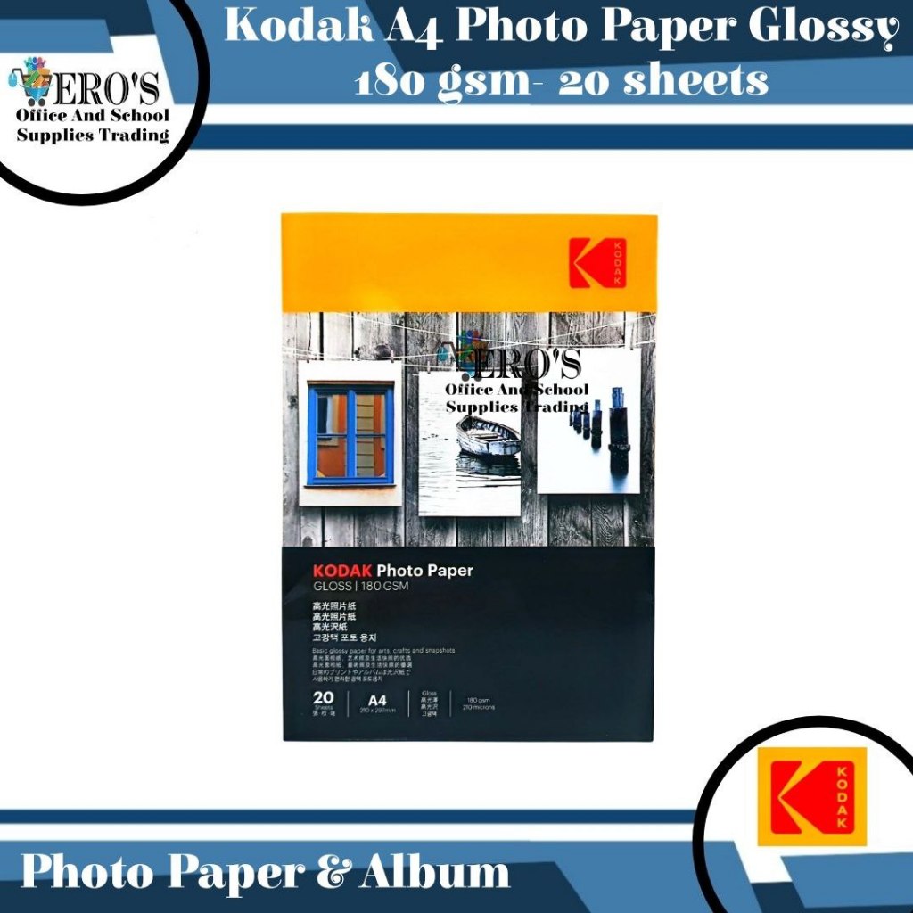 Kodak Inkjet Glossy Photo Paper 180 GSM A4 (20 Sheets) - Authentic