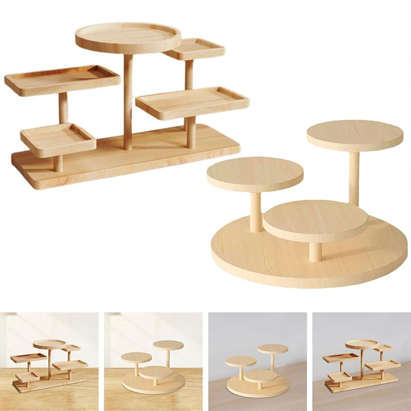 Decorative Dessert Cake Wooden Display Riser Stand Tiered Tray Multi ...