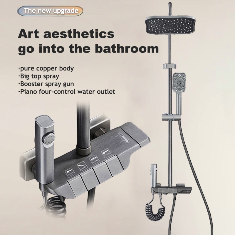 Shower Set Stainless Steel Bathroom Black Single Cold Shower Set for ...