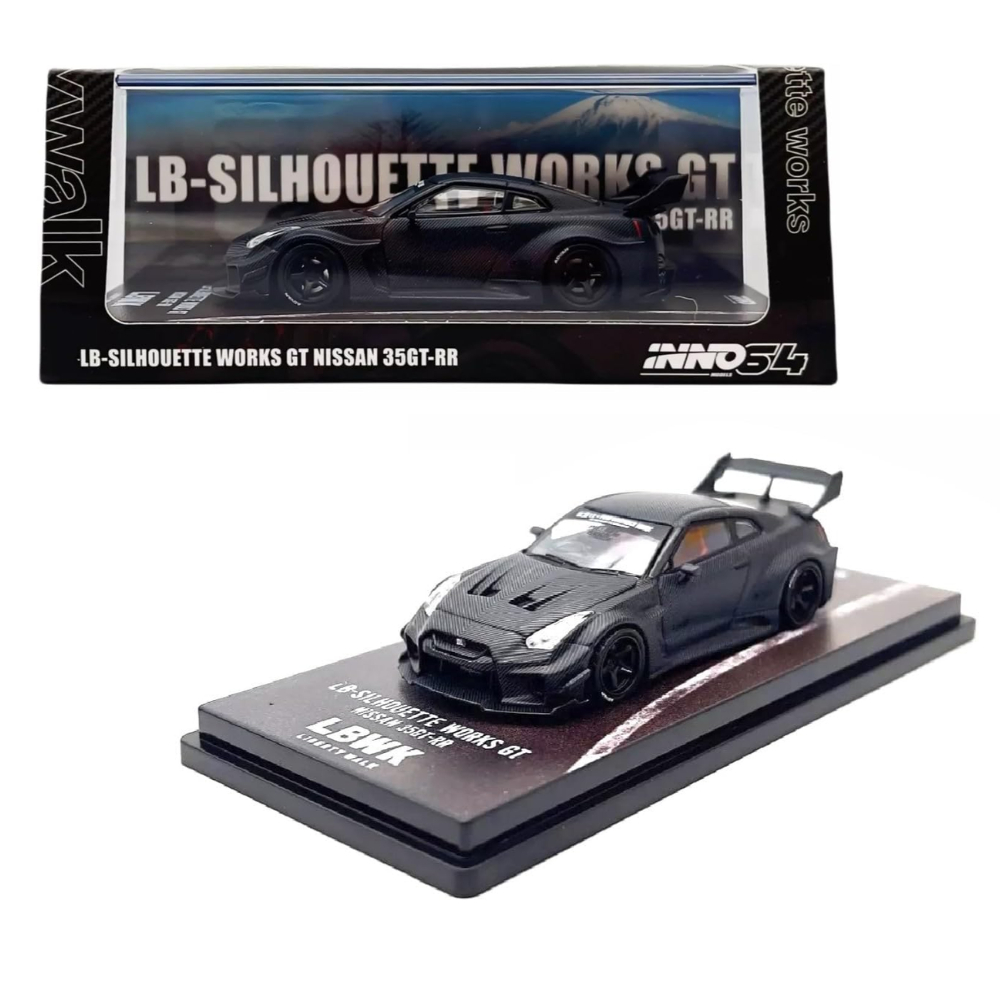 Inno64 1/64 Scale LBWK GT Nissan 35GT-RR Black Carbon Die-cast Car IN64 ...