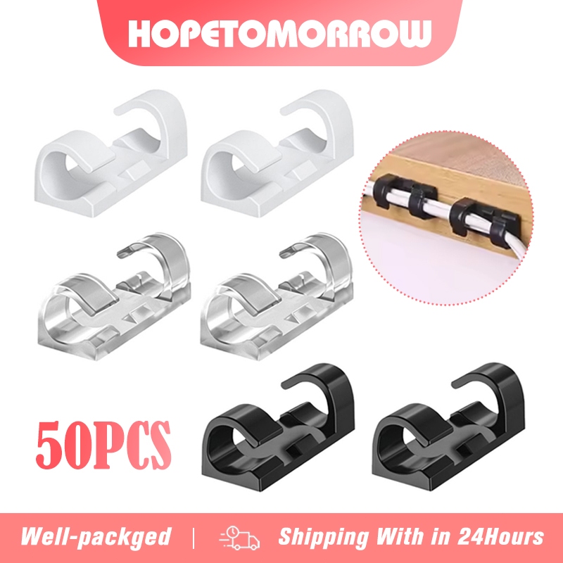 50Pcs Adhesive Cable Clips Wire Clips，Cable Management TV PC Wire ...
