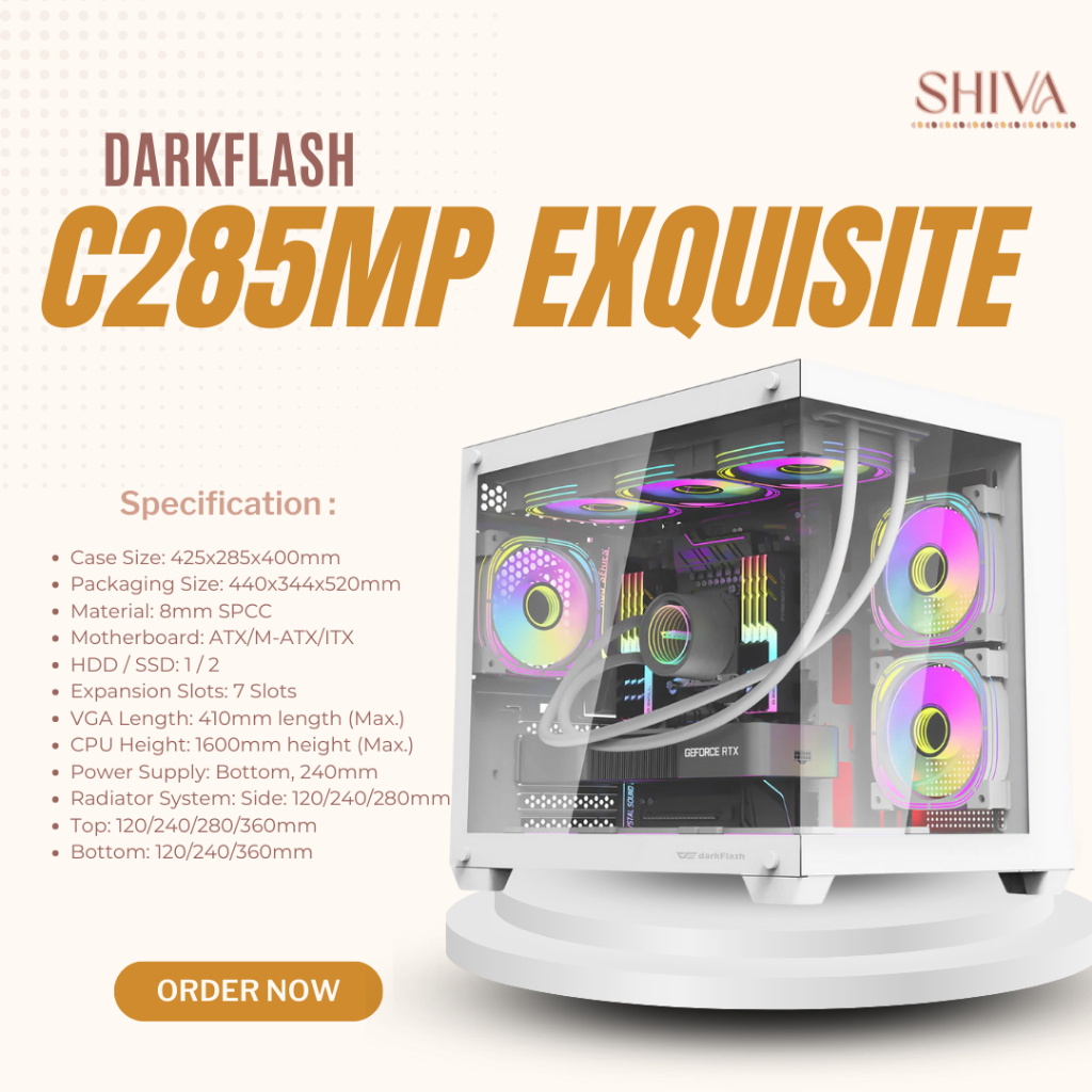 DarkFlash C285P ATX Tempered Glass Side Panel Gaming PC Case | Shopee ...