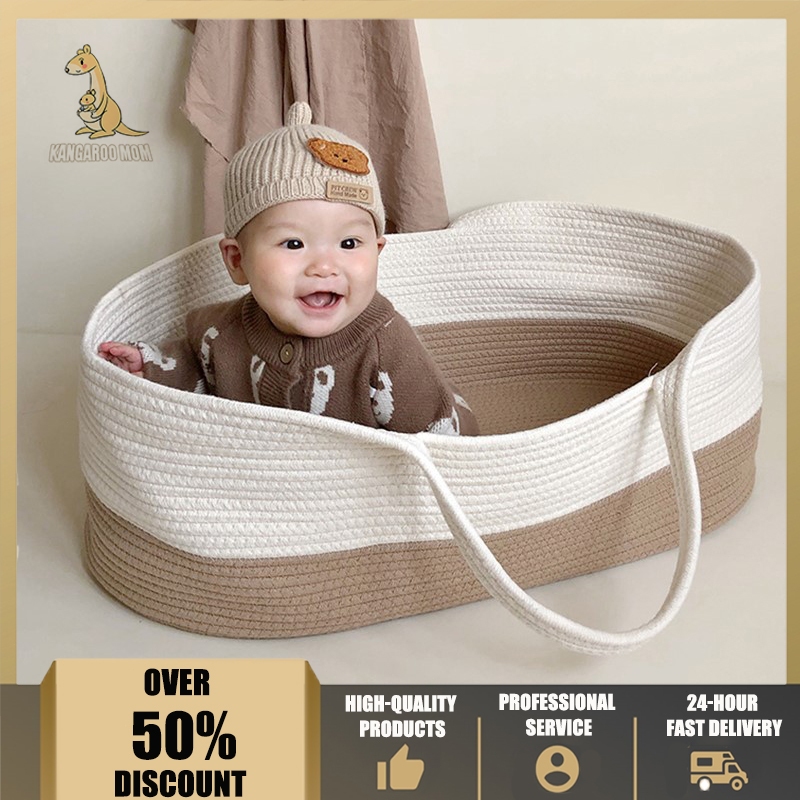 Crib For Baby Cotton Rope Sleeping Moses Basket Bassinet Crib For ...