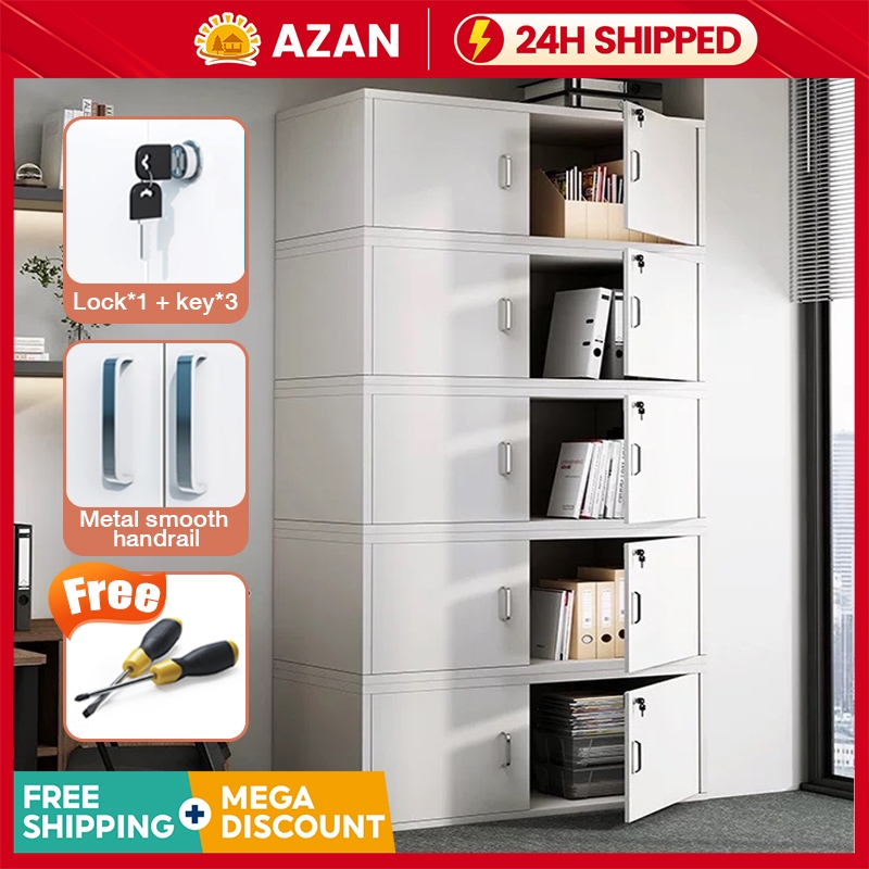 File Cabinet with Lock Wooden Locker Data Home Office Storage Cabinet ...