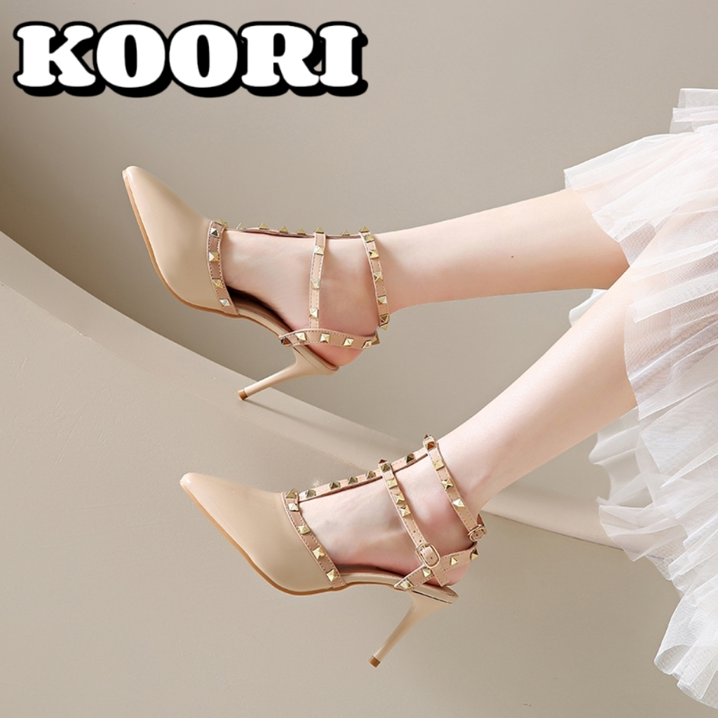 3 inch rivet elegant Stiletto pointed toe high heels for women | Shopee ...