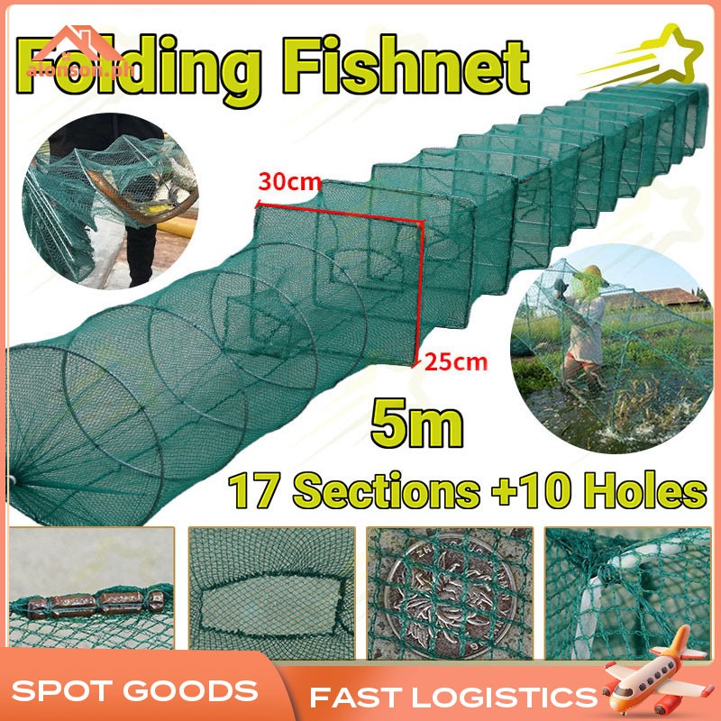 5m Shrimp Cage Fishing Net Lobster Fish Breeding Net Folding Fishnet 17 ...