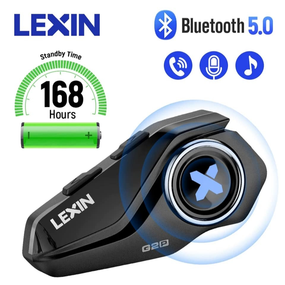 LEXIN G2P Motorrad Bluetooth Headset - 6er Kommunikation Bis 1000m, IP67 Wasserdicht, Mit FM Radio