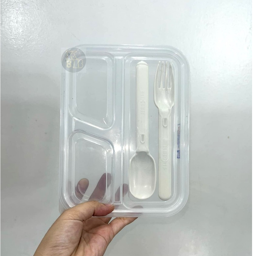 #2310 Transparent luch box w/spoon &fork | Shopee Philippines