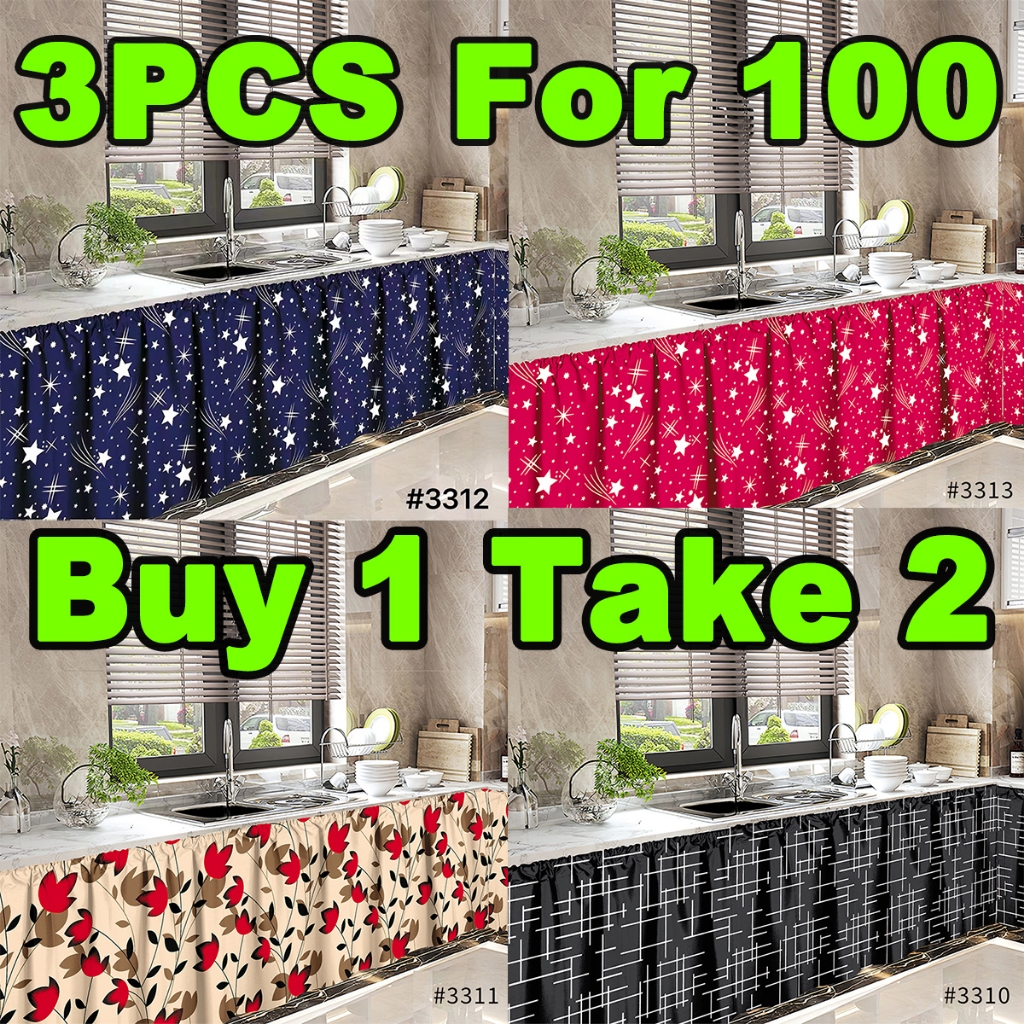 3 For 100 Curtains Kurtina Pang Lababo Short Curtain For Kitchen ...