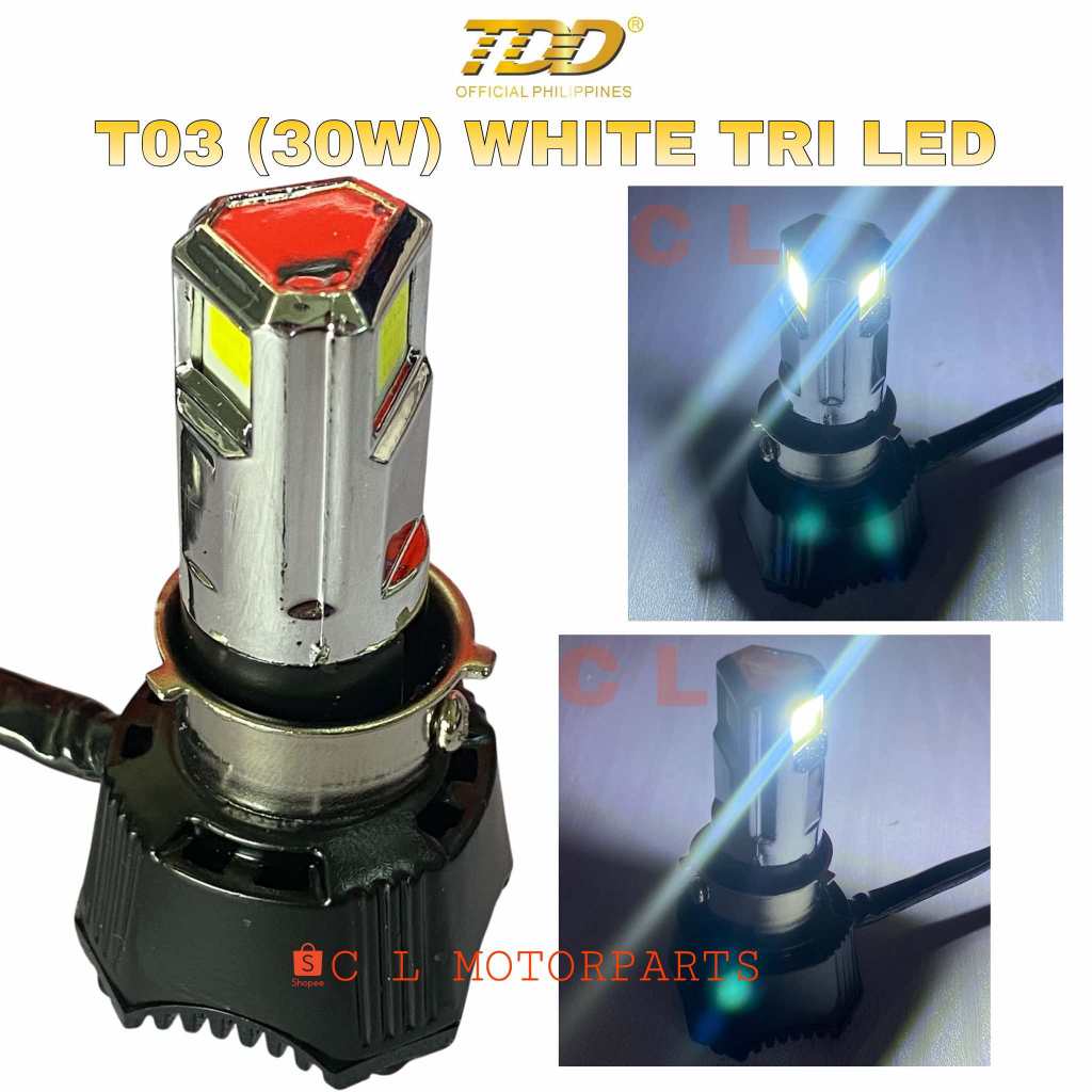 TDD T03 (30W) TRI LED UNIVERSAL MOTORCYCLE HEADLIGHT | Shopee Philippines